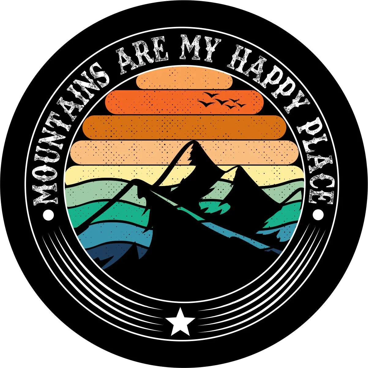 Mountains Are My Happy Place Spare Tire Cover Cover without back up camera / 