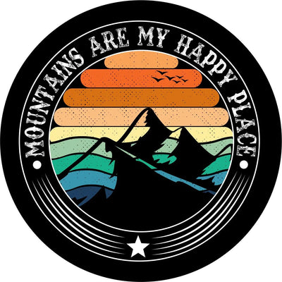 Mountains Are My Happy Place Spare Tire Cover Cover without back up camera / 