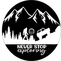 Never Stop Exploring Spare Tire Cover - Goats Trail