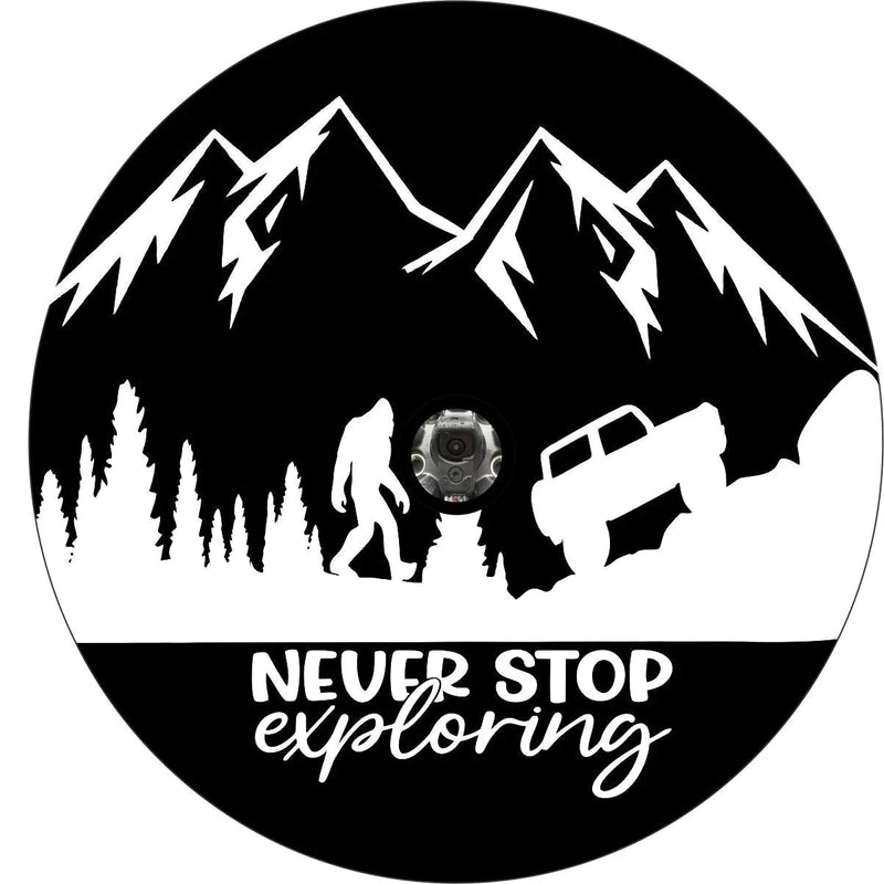 Never Stop Exploring Spare Tire Cover - Goats Trail