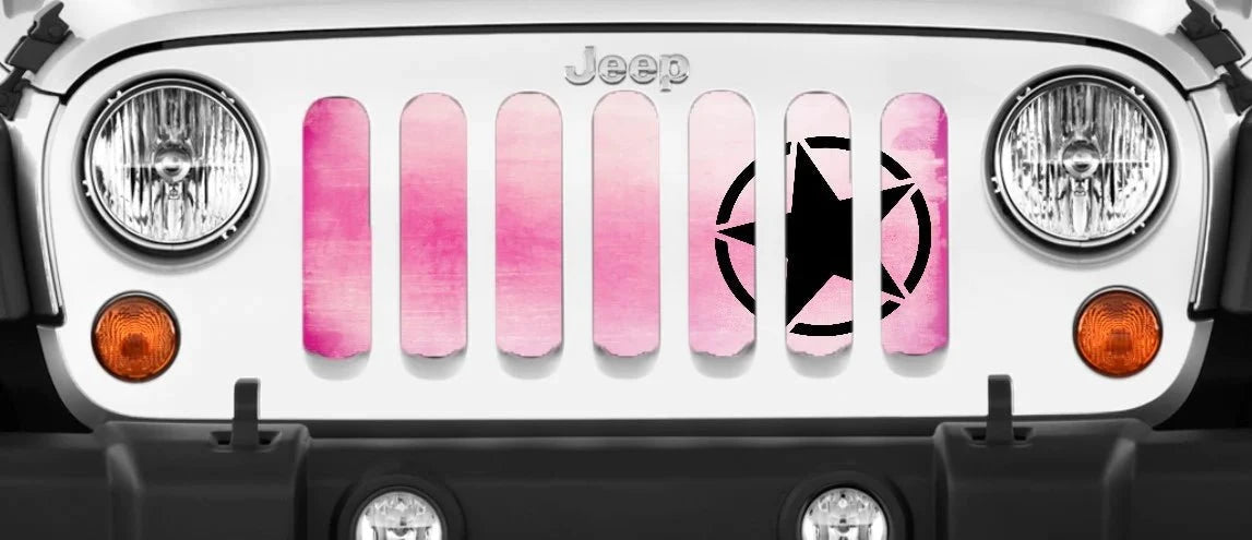 Oscar Mike Pink Ombre Grille Insert JT/JL/JLU with Trail Cam 2024+ includes 4xe "NEW GRILLE" Jeep Grille Insert