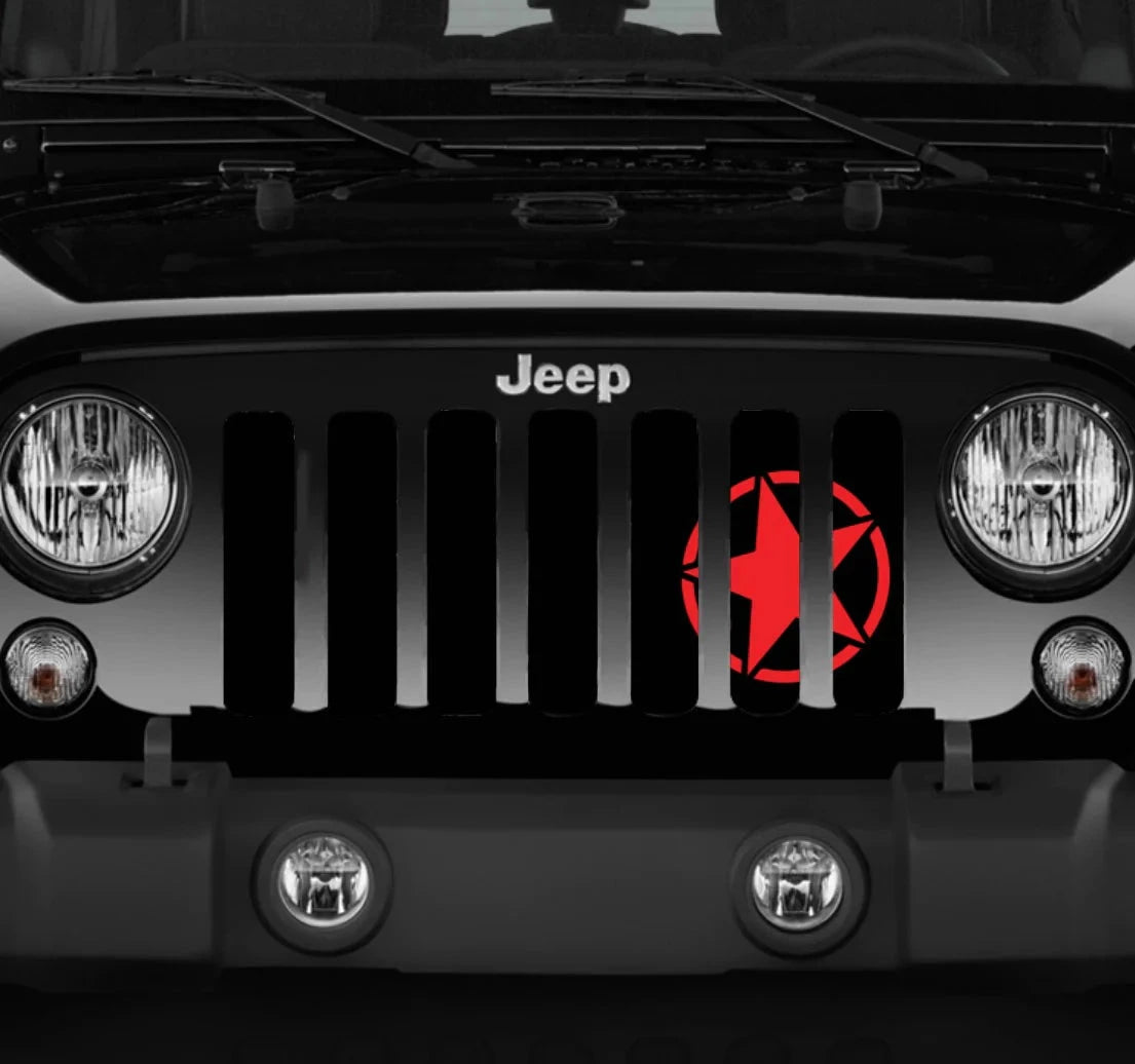 Oscar Mike Red Wrangler Grille Insert Jeep Grille Insert