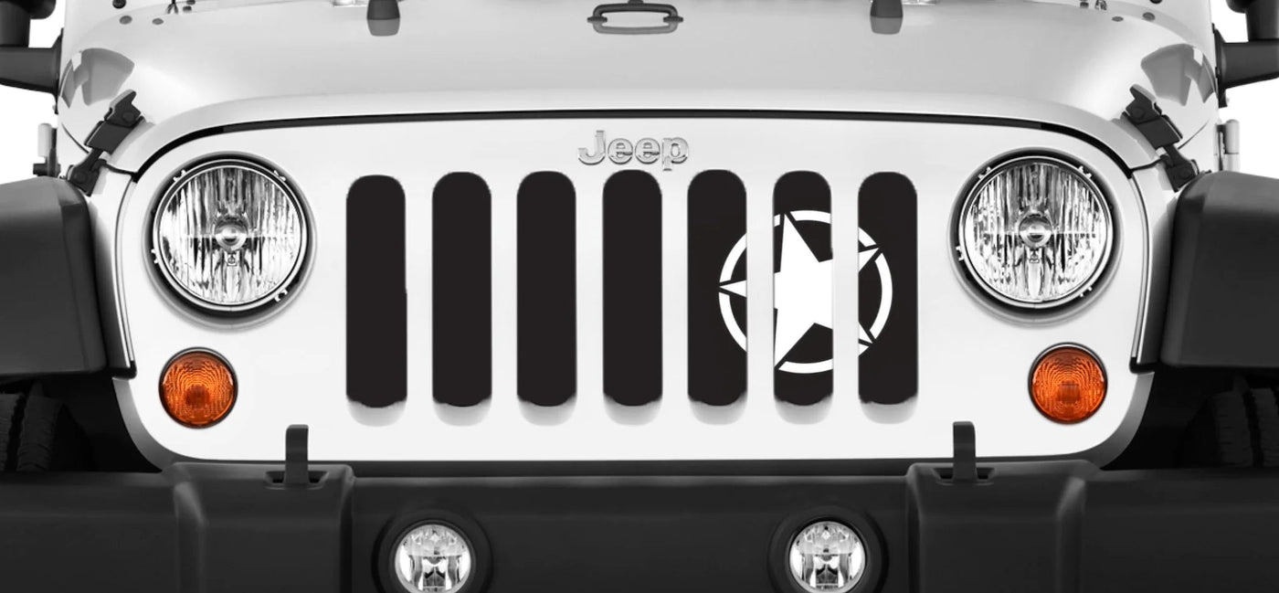 Oscar Mike White Jeep Grille Insert - Goats Trail Off-Road Apparel Company