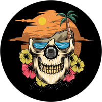 Paradise Skull Beach Floral Spare Tire Cover - Goats Trail
