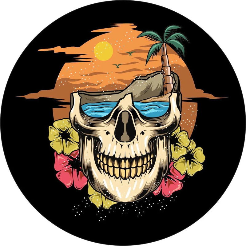 Paradise Skull Beach Floral Spare Tire Cover - Goats Trail