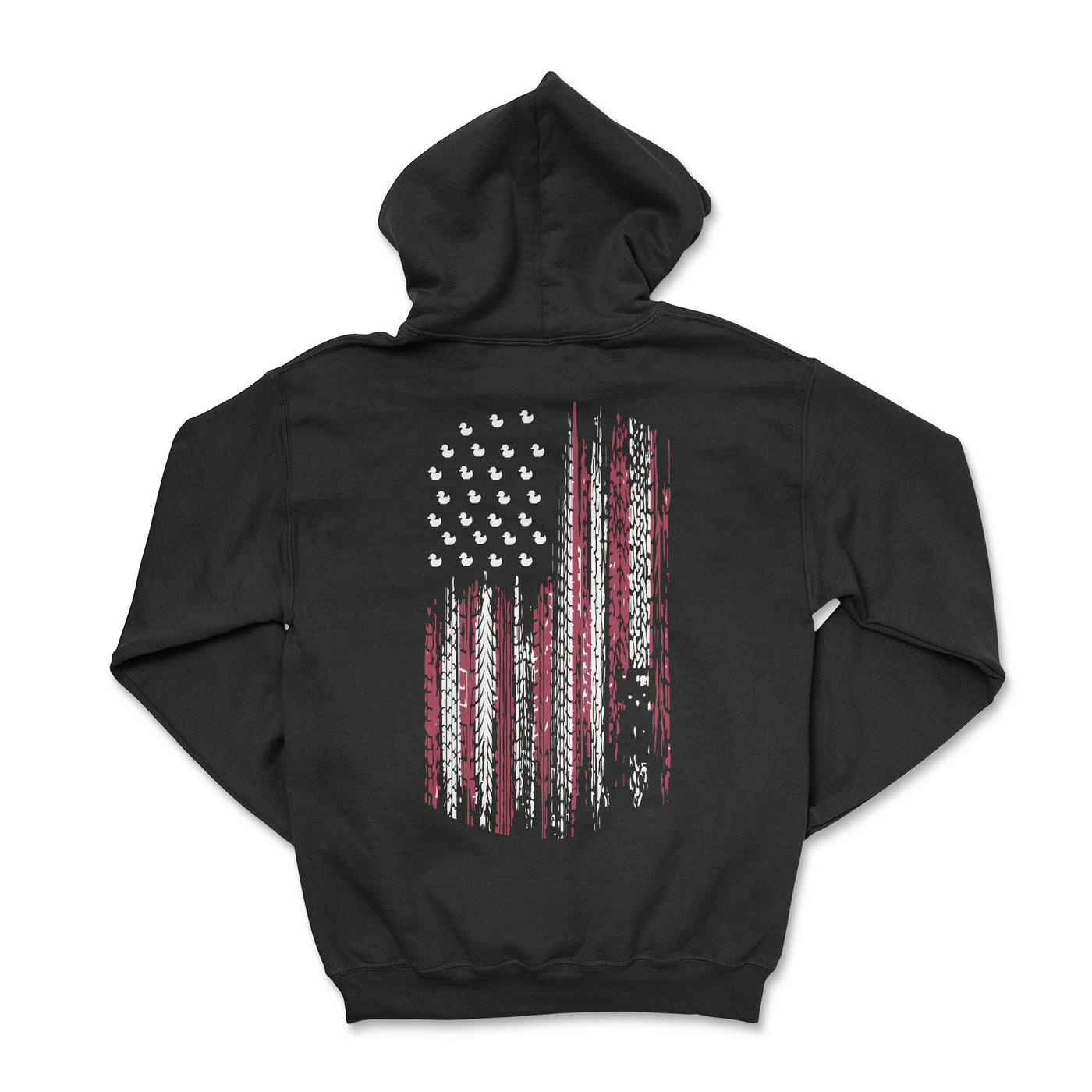 Patriotic American Flag Hoodie-Duck Themed Black / Small Hooded Sweatshirt