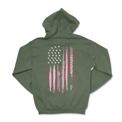 Patriotic American Flag Hoodie-Duck Themed Military Green / Small Hooded Sweatshirt