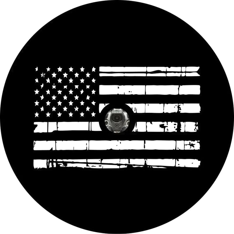 Patriotic Spare Tire Cover–Distressed American Flag Design - Made in the USA - Goats Trail