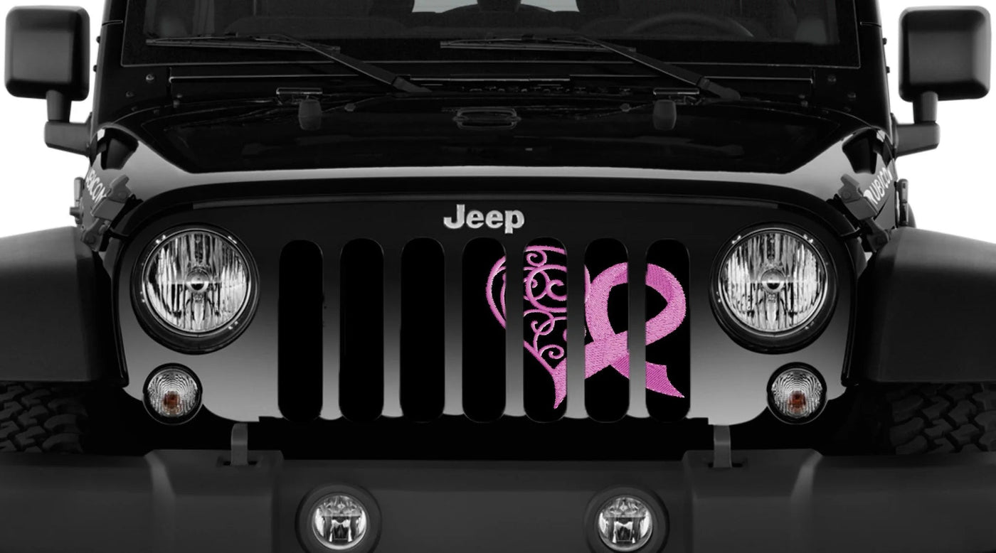 Pink Ribbon Cancer Awareness Jeep Grille Insert - Goats Trail