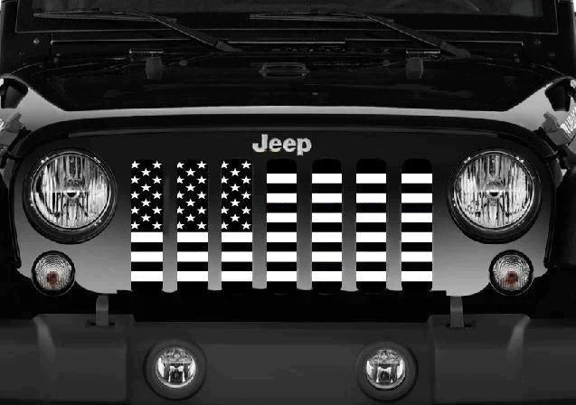 Platinum Black and White American Flag Grille Insert - Goats Trail