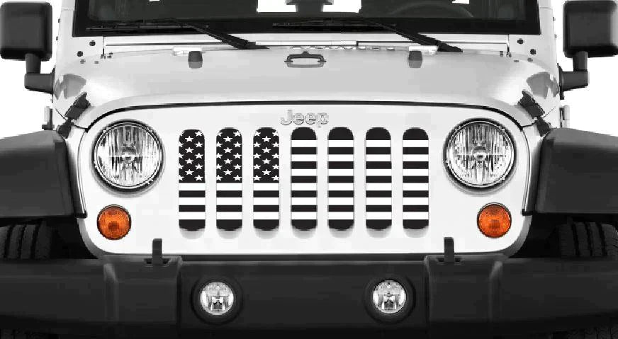 Platinum Black and White American Flag Jeep Grille Insert - Goats Trail