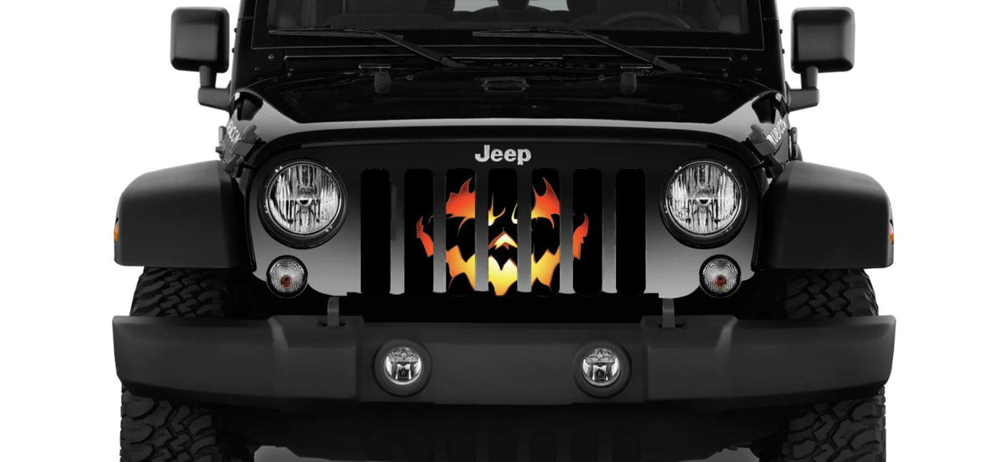 Pumpkin Jack-o'-lantern Jeep Grille Insert - Goats Trail