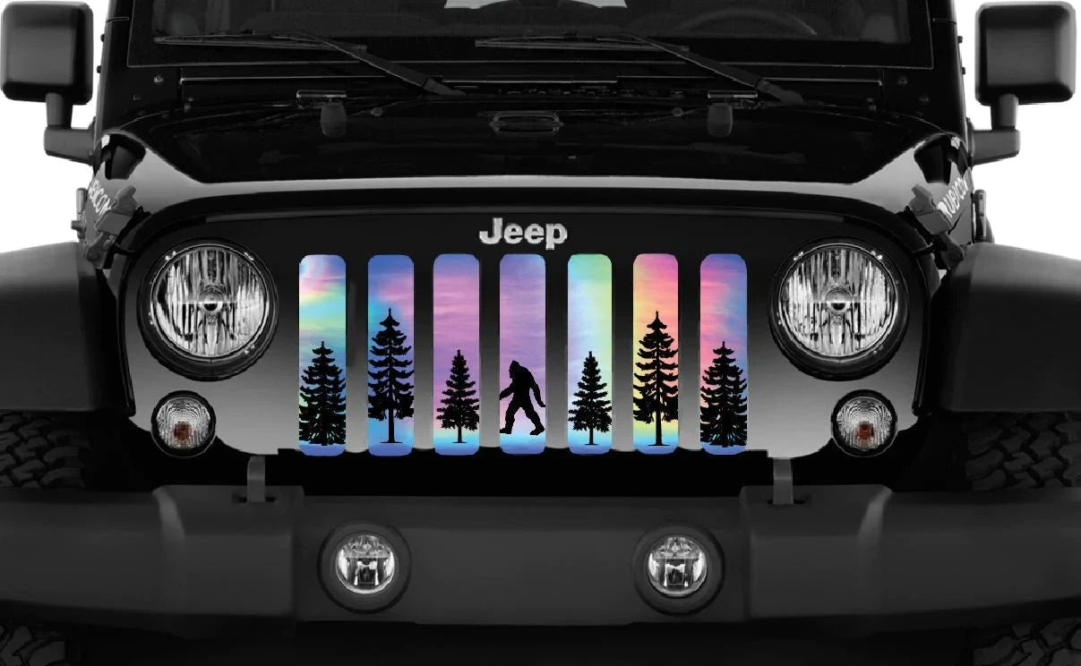 Rainbow Sasquatch Bigfoot Grille Insert Jeep Grille Insert