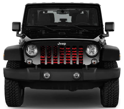 Red Camo American Flag Jeep Grille Insert - Goats Trail Off-Road Apparel Company