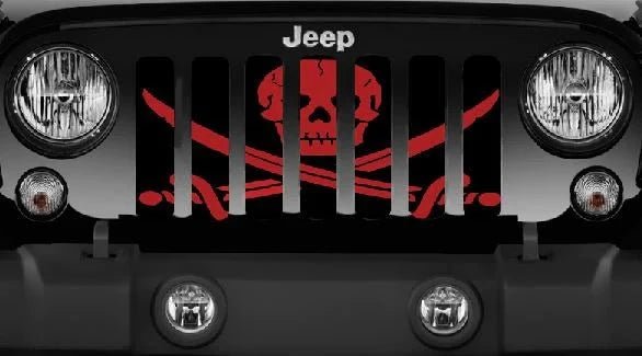 Red Pirate Themed Grille Insert - Upgrade Your Rig - Goats Trail