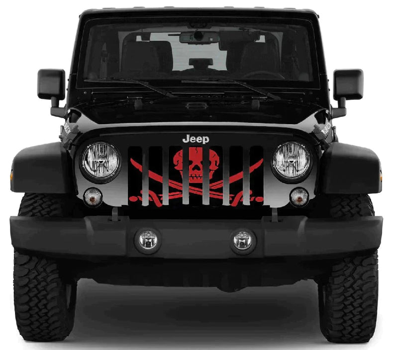 Red Pirate Themed Grille Insert - Upgrade Your Rig - Goats Trail