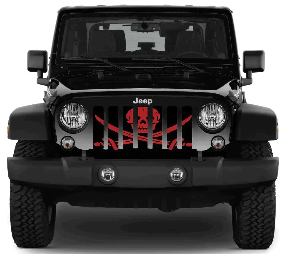 Red Pirate Themed Grille Insert-Upgrade Your Rig Jeep Grille Insert