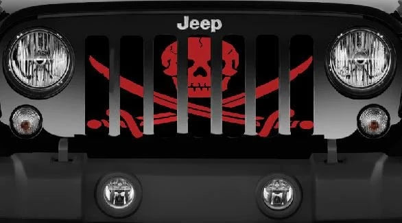 Red Pirate Themed Grille Insert-Upgrade Your Rig JT/JL/JLU with Trail Cam 2024+ includes 4xe "NEW GRILLE" Jeep Grille Insert