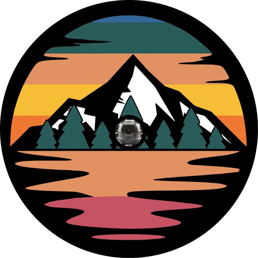 Retro Mountain Landscape Spare Tire Cover-Jeep, Bronco, RV Camper - Goats Trail Off-Road Apparel Company