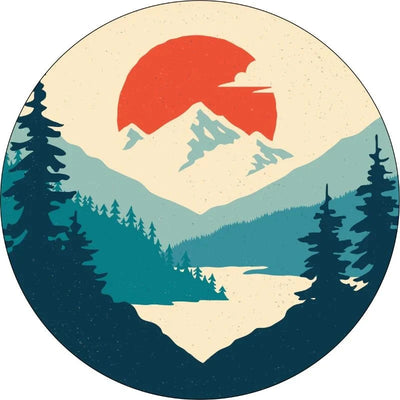 Retro Mountain Landscape Tire Cover Cover without back up camera / 205/75/R14 inches Spare Tire Cover