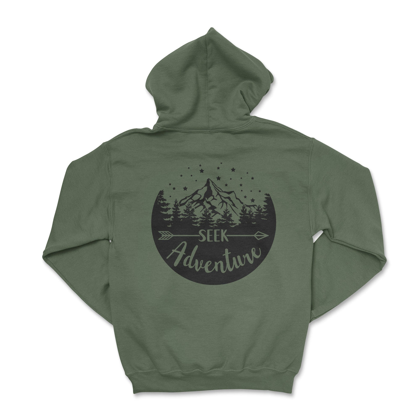 Seek Adventure Camping Hoodie-Not All Who Wander Are Lost Military Green / Small Hooded Sweatshirt