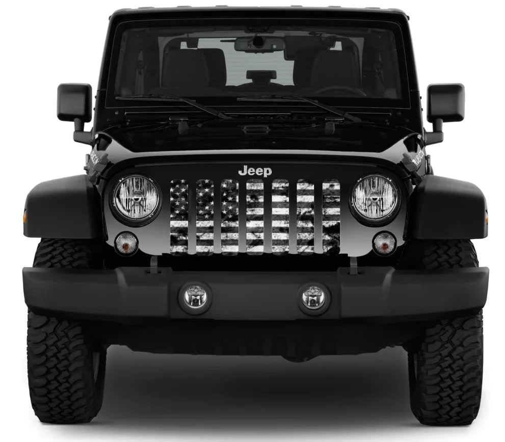 Tactical Distressed American Flag Grille Insert Jeep Grille Insert