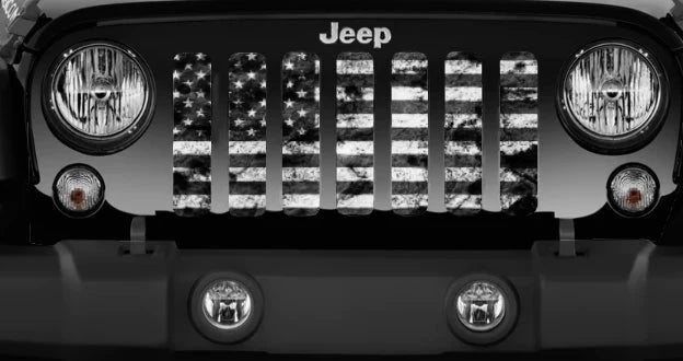 Tactical Distressed American Flag Grille Insert Jeep Grille Insert