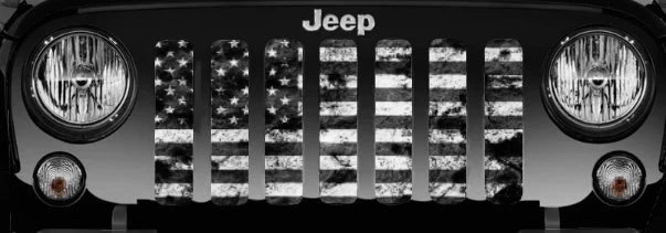 Tactical Distressed American Flag Grille Insert JT/JL/JLU with Trail Cam 2024+ includes 4xe "NEW GRILLE" Jeep Grille Insert