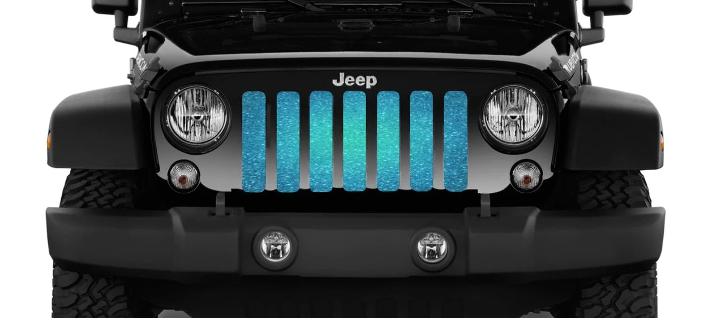 Teal Ombre Sparkle Flex Jeep Grill Insert - Goats Trail