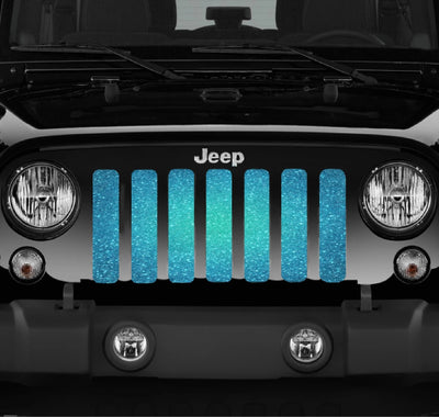 Teal Ombre Sparkle Flex Jeep Grill Insert - Goats Trail