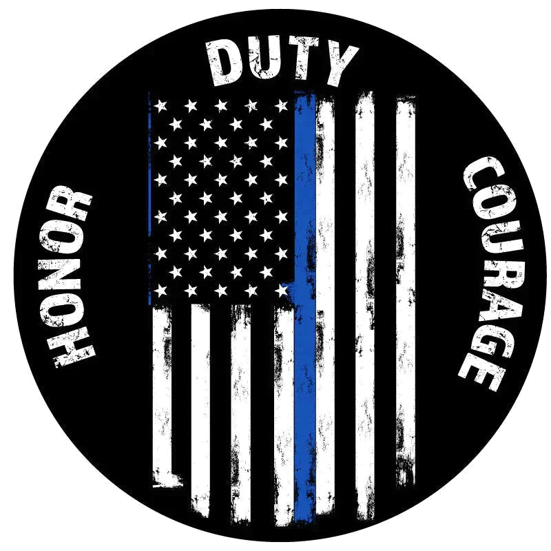 Thin Blue Line Spare Tire Cover - Made in the USA, Marine - Grade Vinyl - Goats Trail