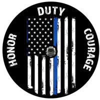Thin Blue Line Spare Tire Cover - Made in the USA, Marine - Grade Vinyl - Goats Trail