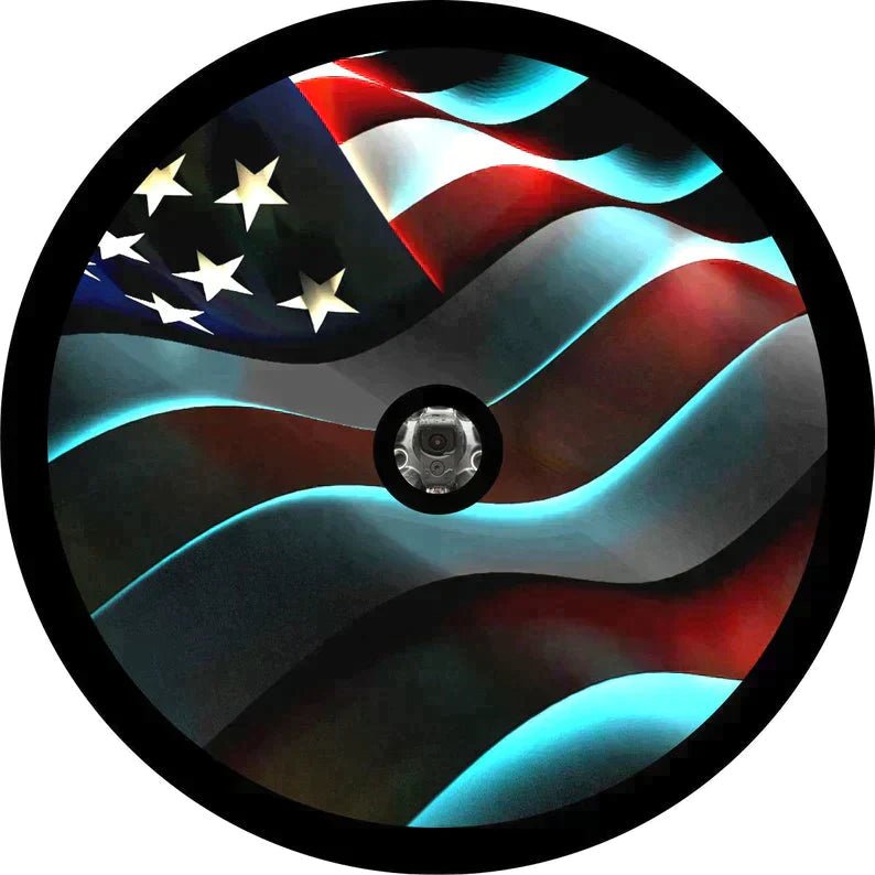 Tire Cover American Flag Bronco, Jeep or RV - Goats Trail