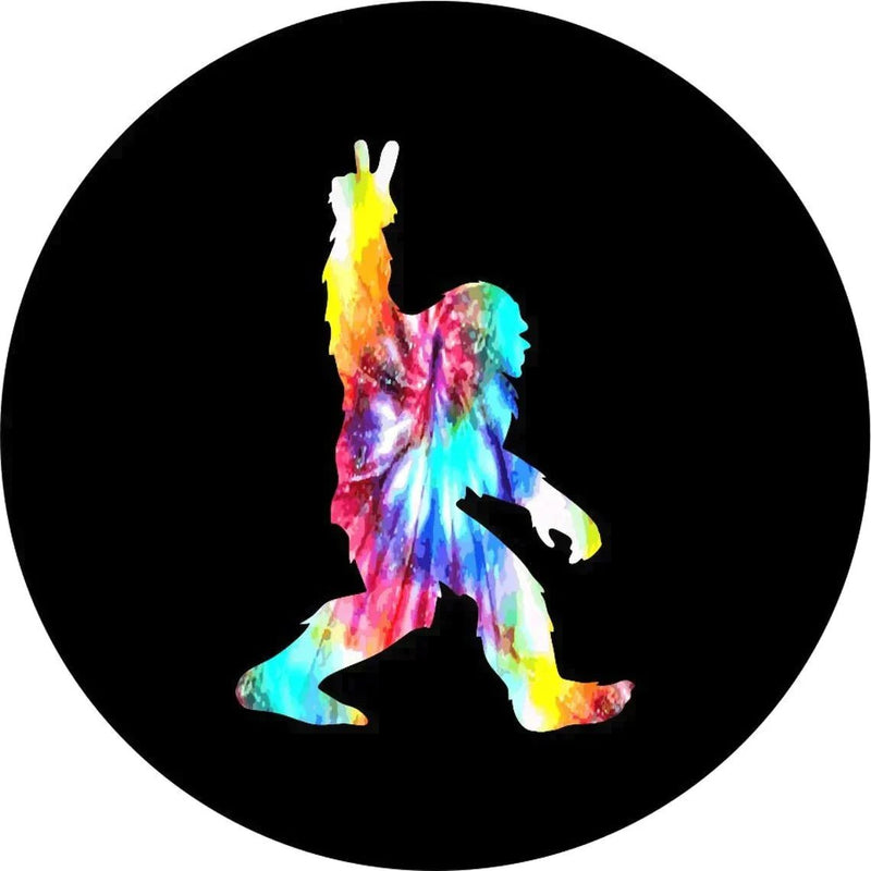 Tire Cover with Bigfoot Flair–Bold Tie - Dye Sasquatch Design - Goats Trail