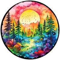 Watercolor Wilderness Spare Tire Cover - Goats Trail