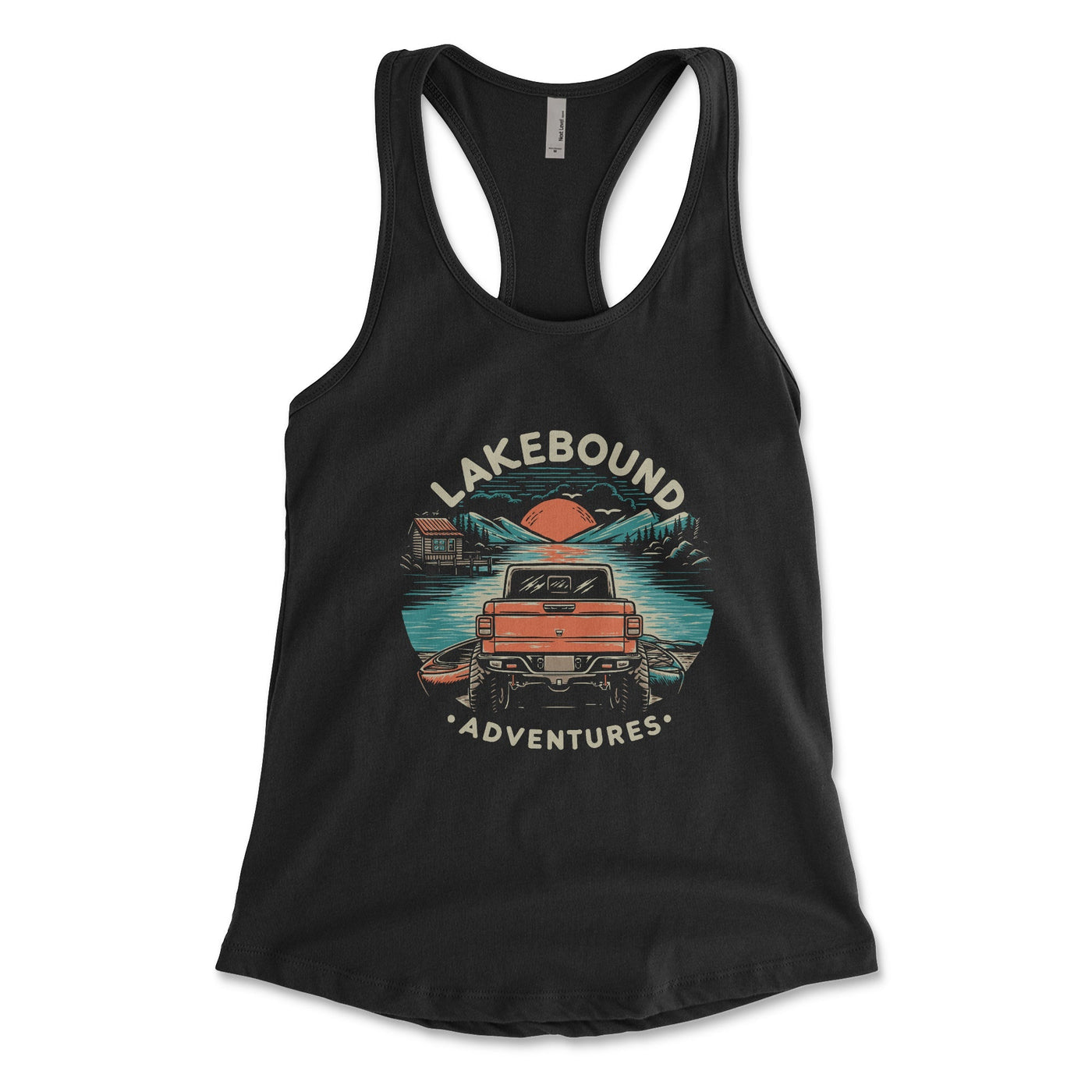 Women's 4 x 4 Lakebound Adventures Tank Top Small / Black Women's Tank Tops