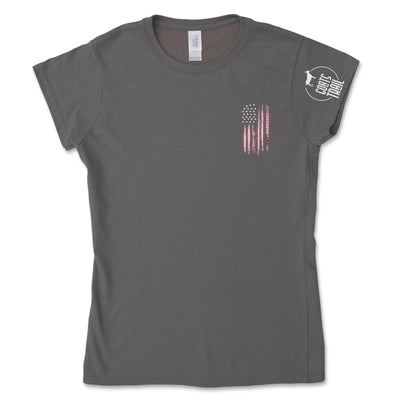 Women's American Flag Tire Track Duck Tee - Goats Trail Off-Road Apparel Company
