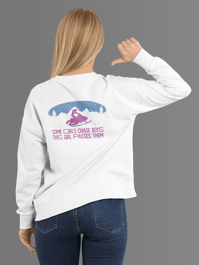 Women's Snowmobile "This Girl Passes Them" Sweatshirt - Goats Trail Off-Road Apparel Company